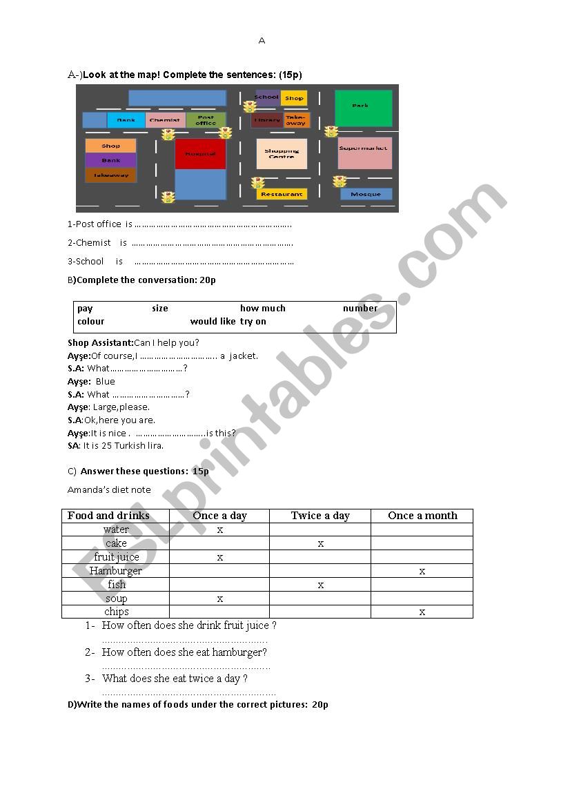 exam  worksheet