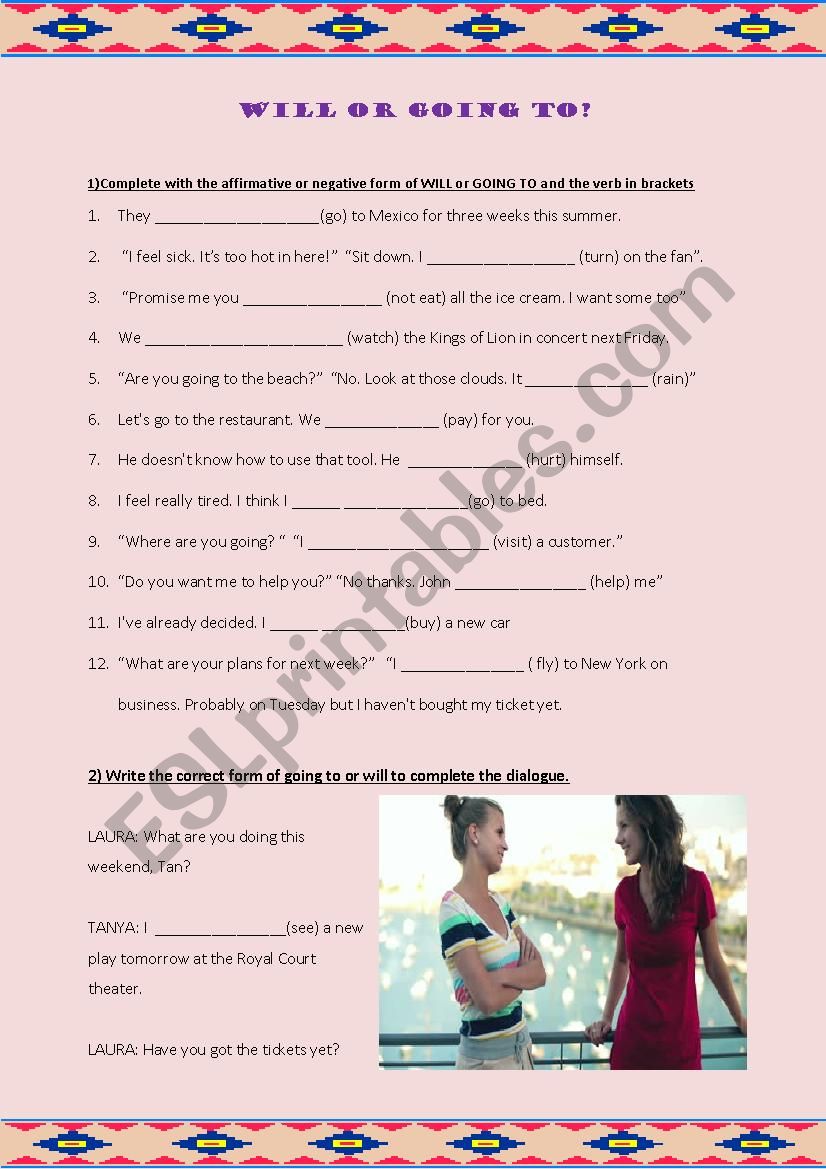 Will or Going to? worksheet