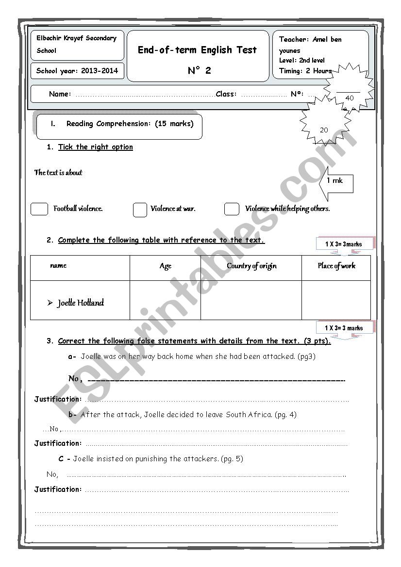 End of term test n2 worksheet