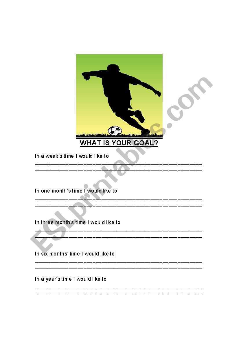 Setting and acheiving goals worksheet