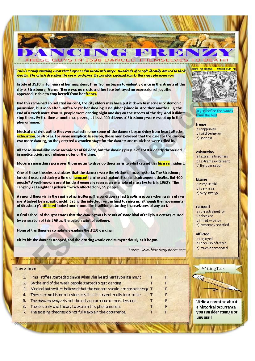 Dancing Plague worksheet