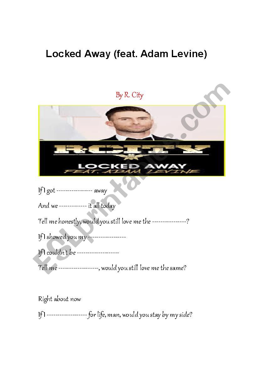 Locked Away (Song) + Key  worksheet