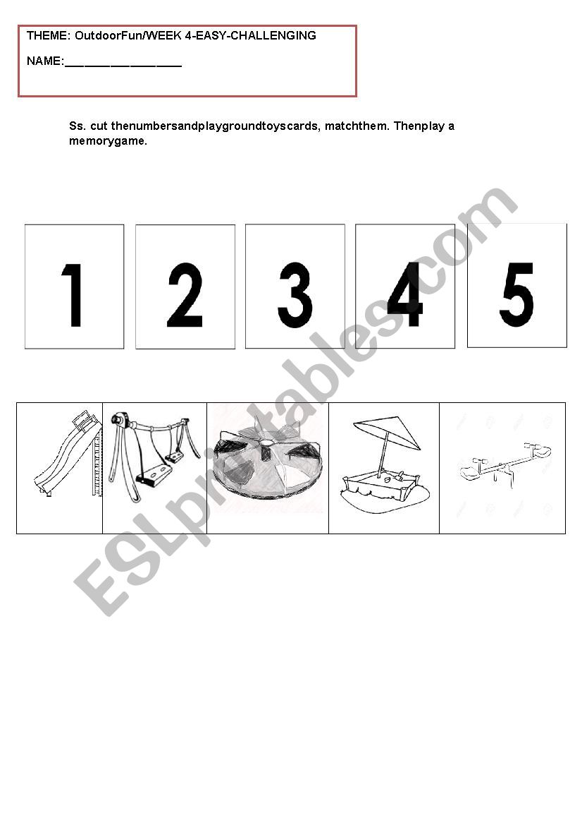 playground toys worksheet