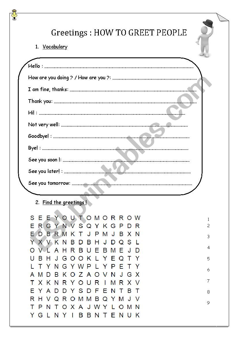 How to greet people worksheet