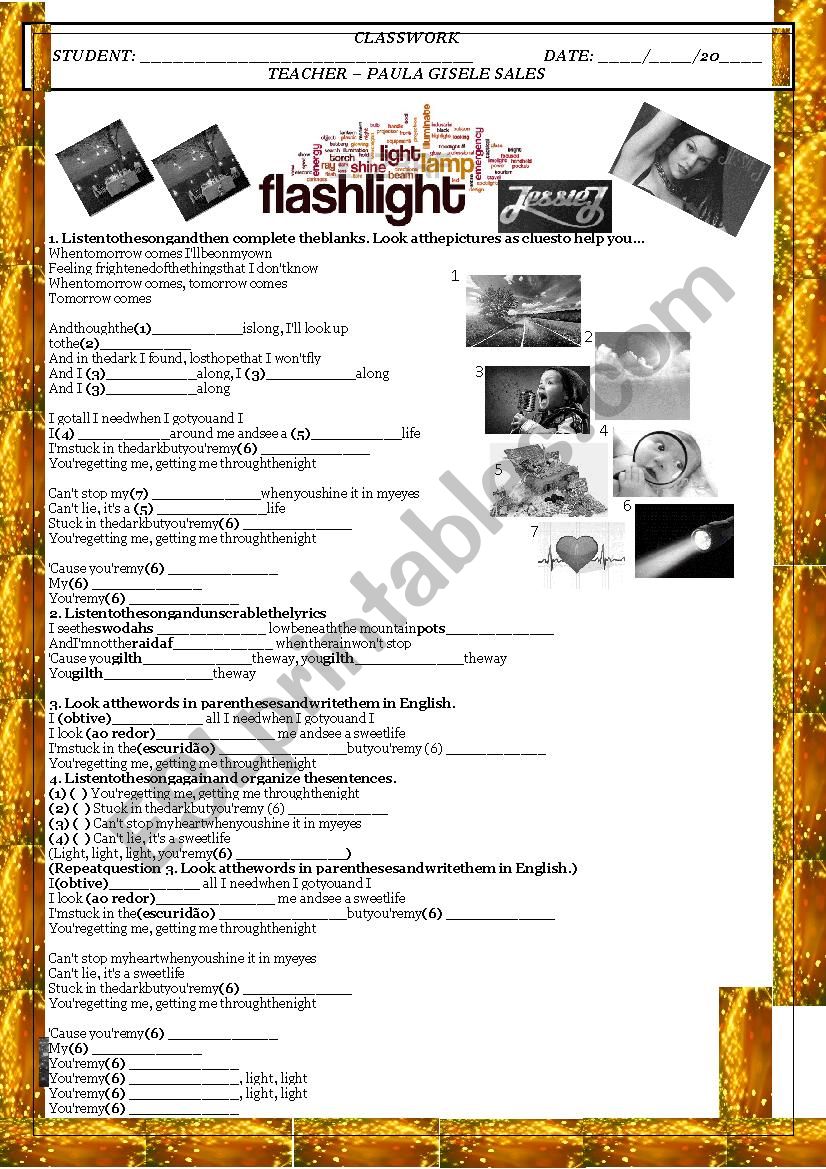 FLASHLIGHT worksheet