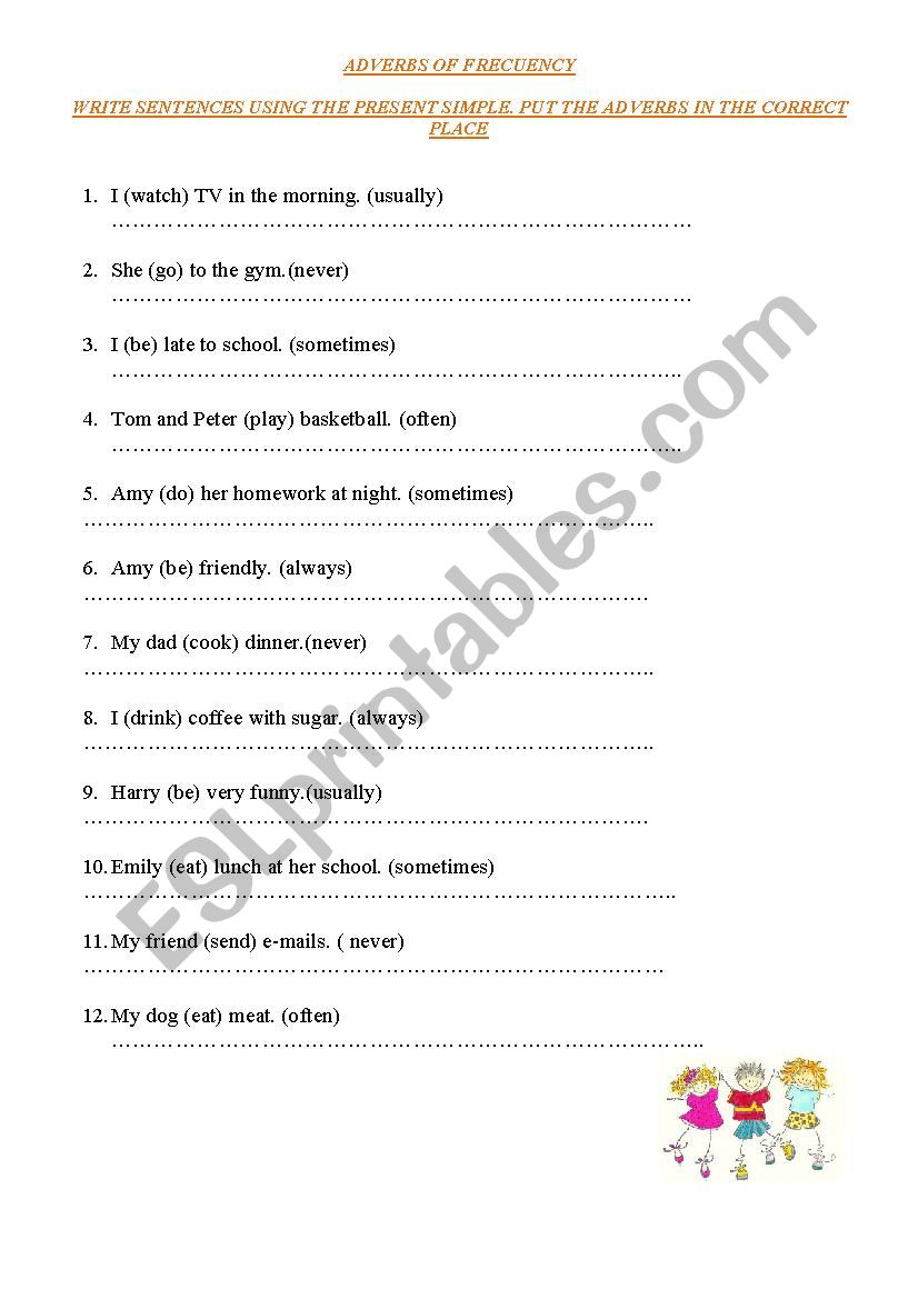 Adverbs Frecuency worksheet