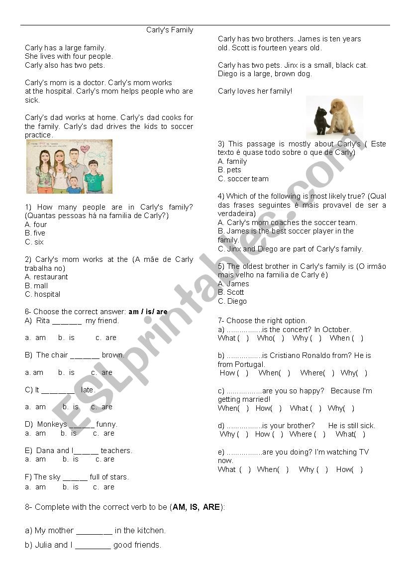 Carlys Family worksheet