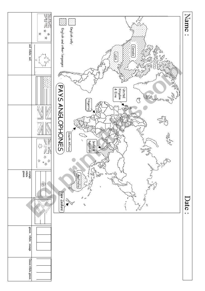 english speaking countries worksheet