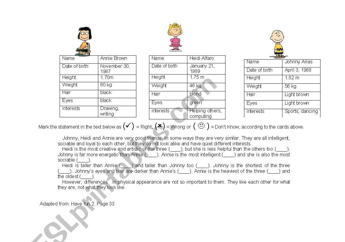 Comparative and superlative worksheet