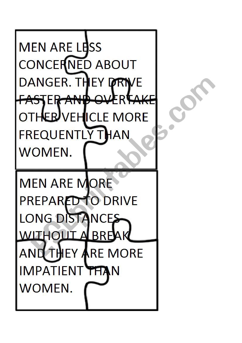 Men Vs Women Puzzle worksheet
