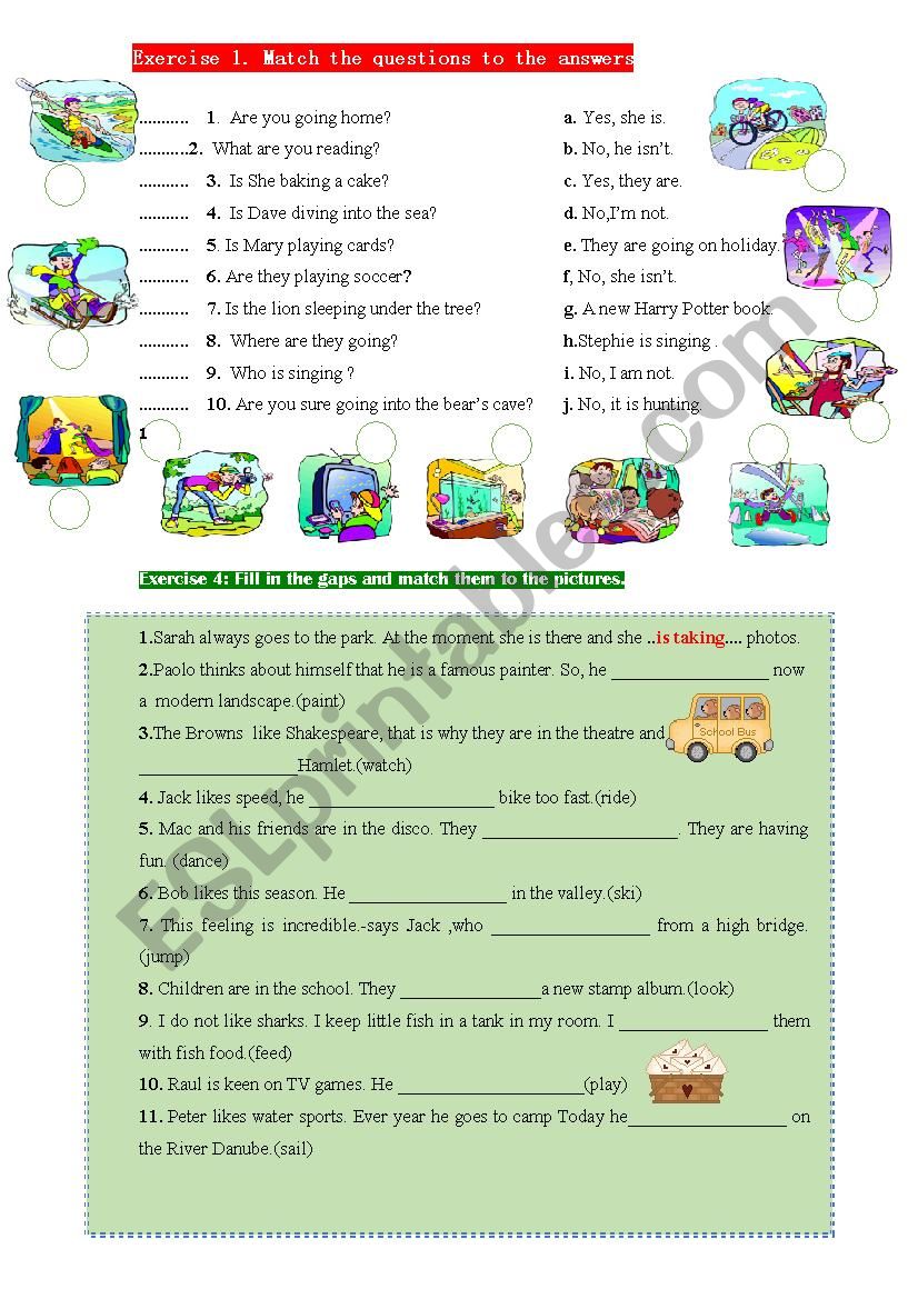 present progressive tense worksheet