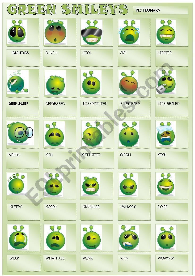 GREEN SMILEYS worksheet