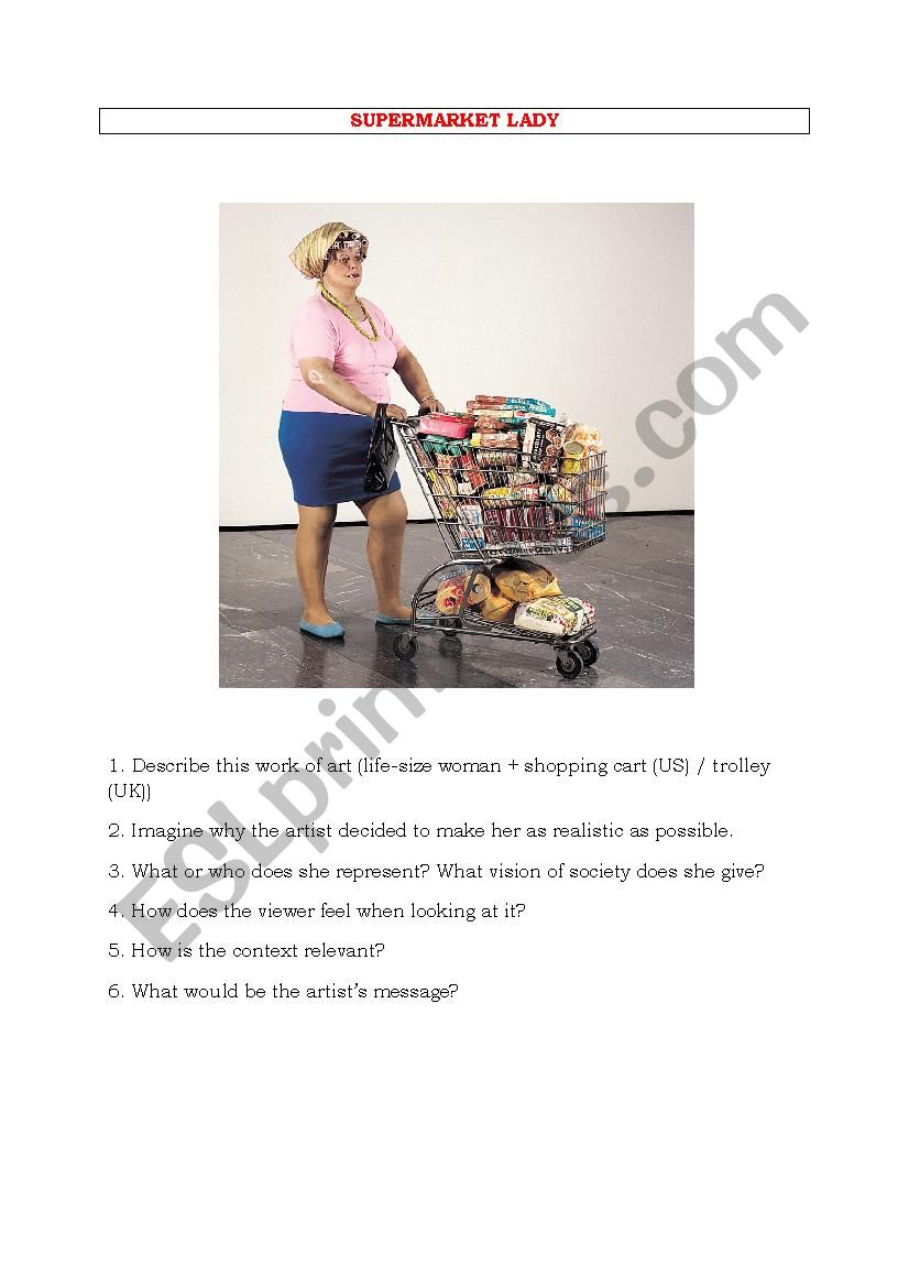 Supermarket Lady worksheet