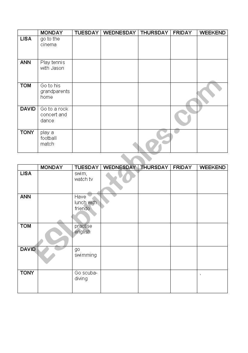 PAST AND FUTURE ACTIONS worksheet