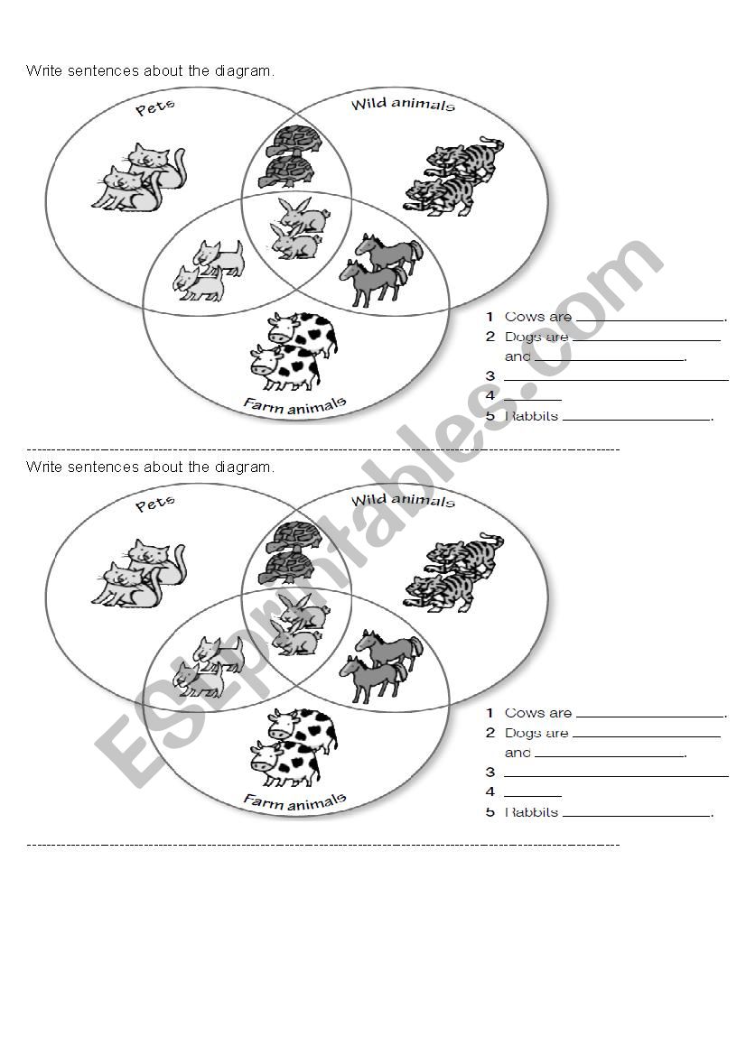 Pets, wild and farm aanimals worksheet