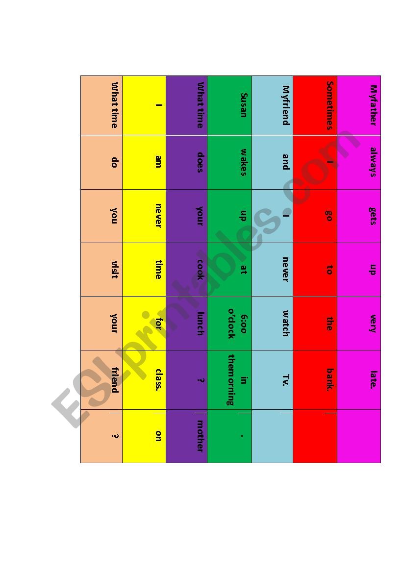 Warm up worksheet