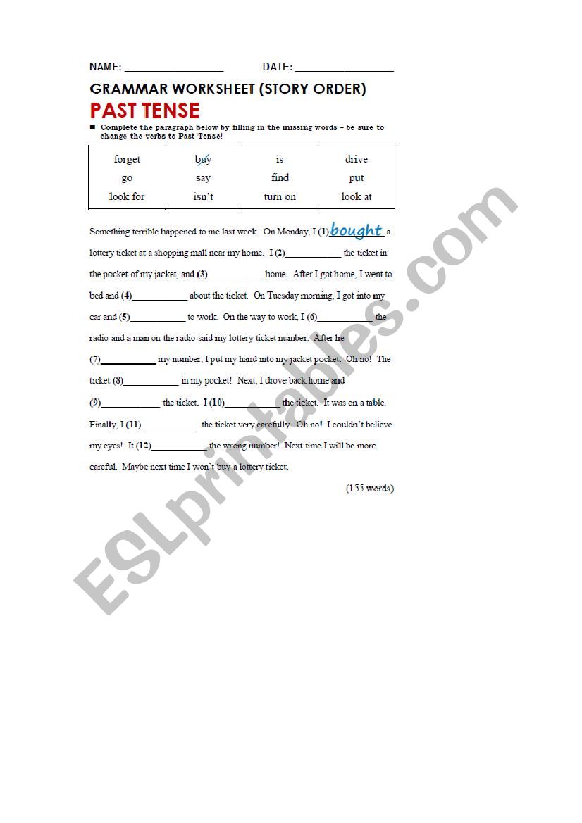 Past Simple worksheet