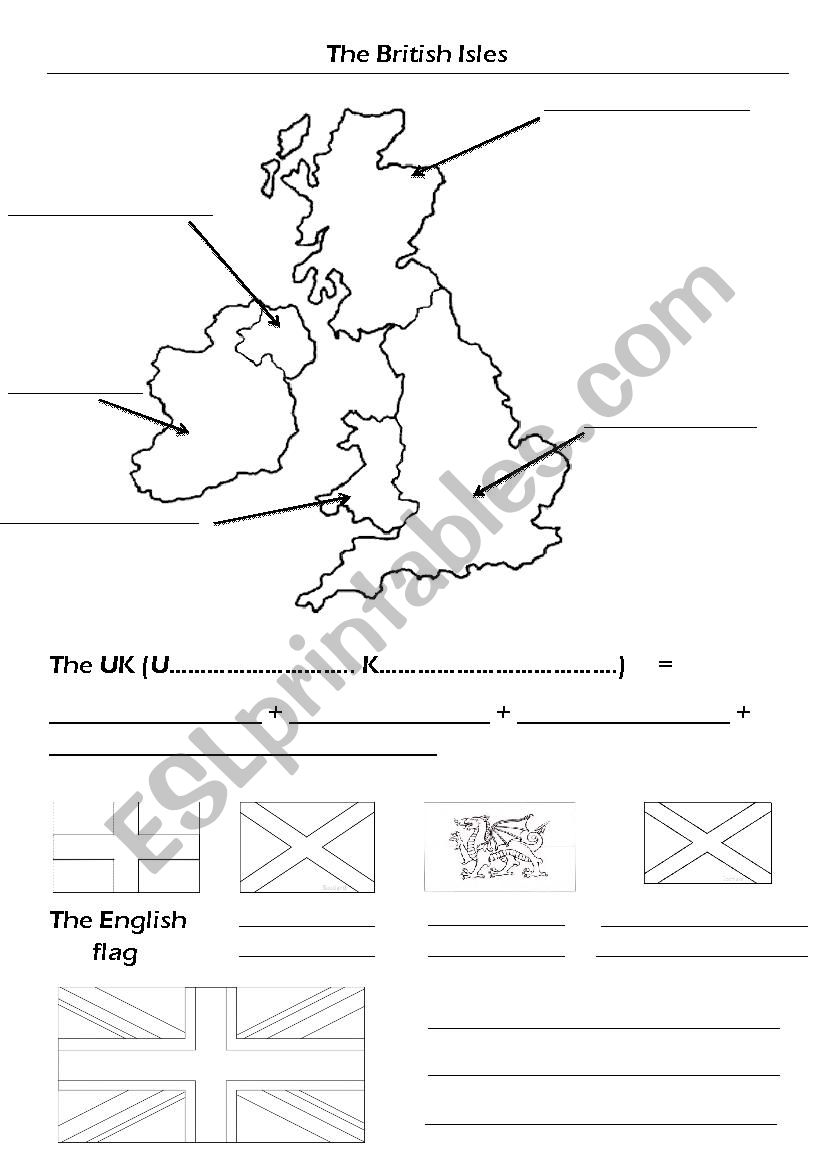 Map of the British Isles and flags