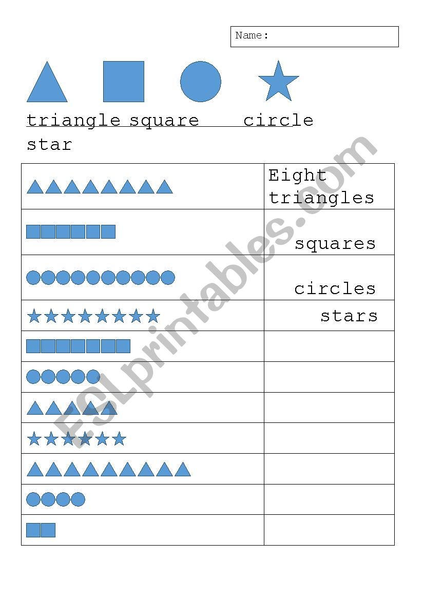 Counting Shapes 3 P1 worksheet