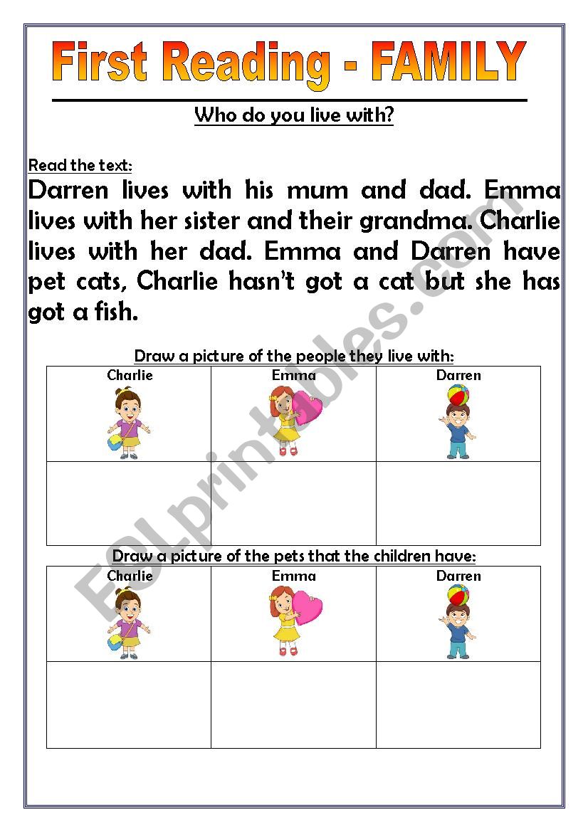 First Reading - Family worksheet