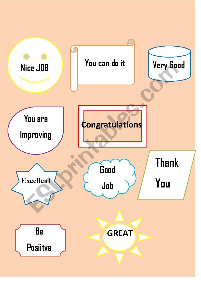 CARDS TO GIVE FEEDBACK worksheet