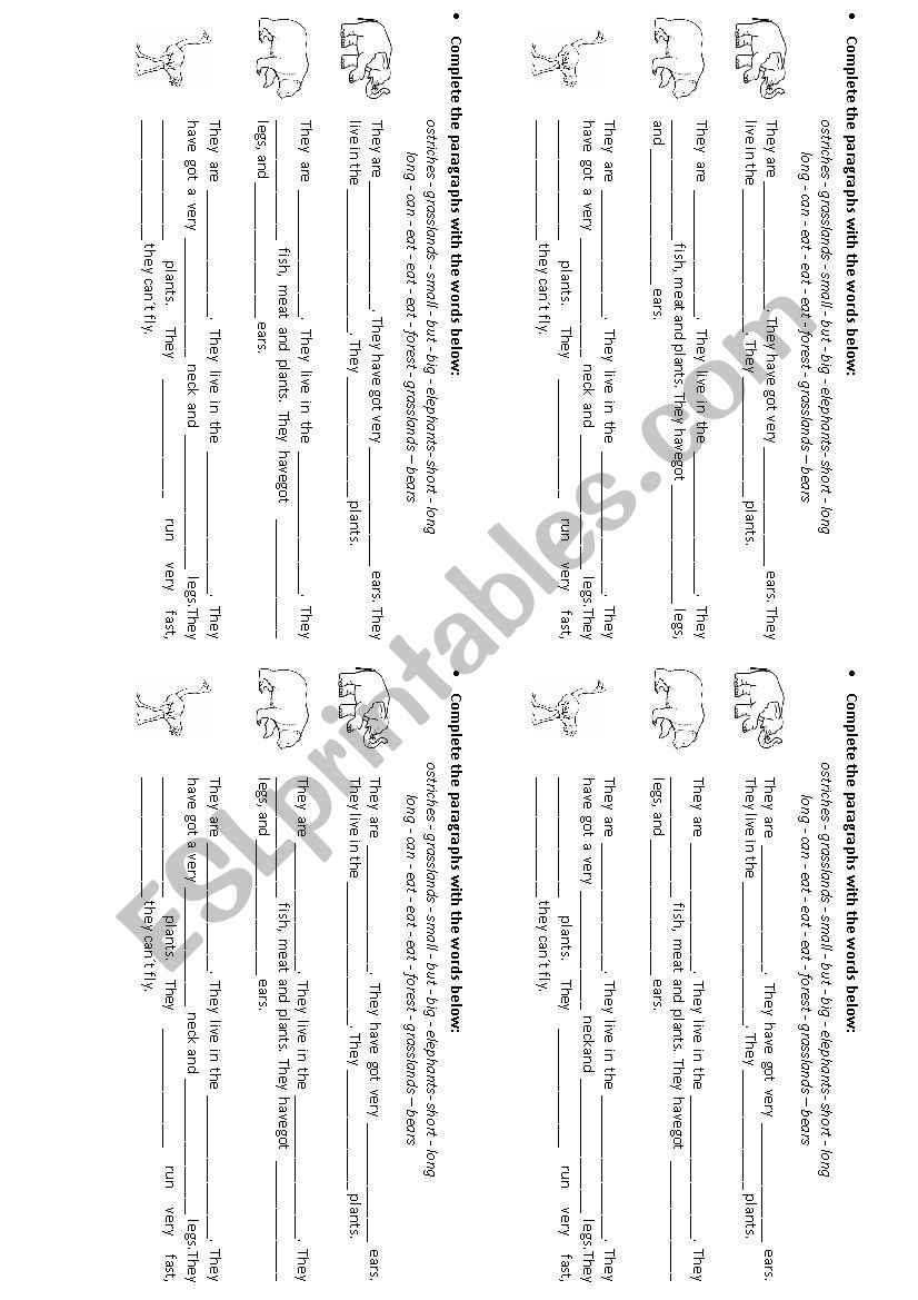 Describing Wild Animals worksheet