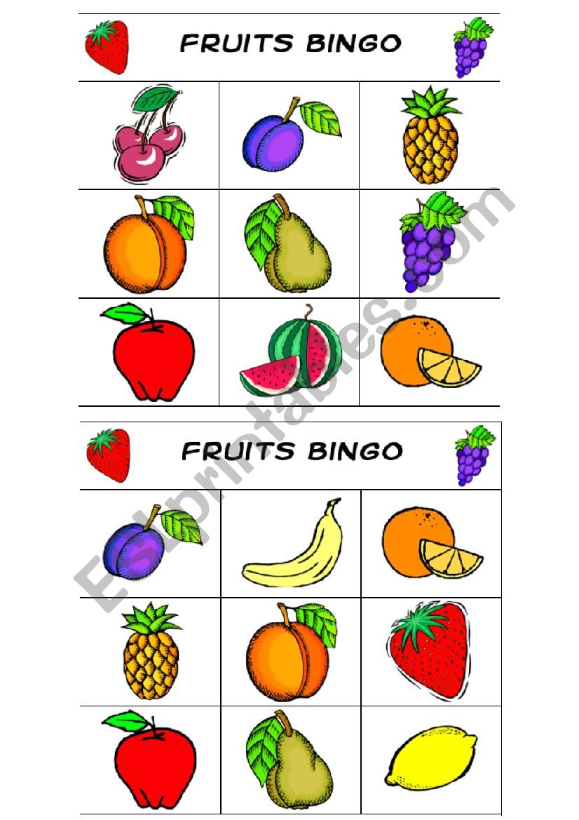 Fruits Bingo Set 2 worksheet