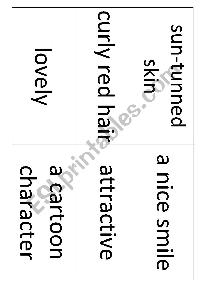 Appearance vocabulary game worksheet