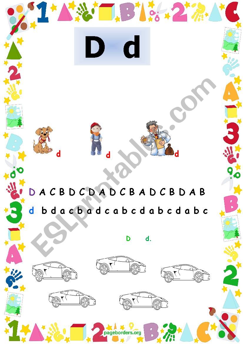 ALPHABET LETTERS D - E worksheet