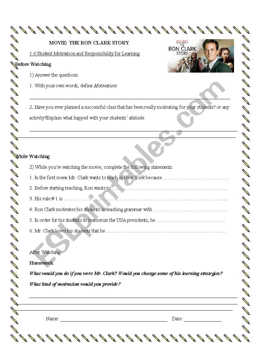 The Ron Clark Story worksheet