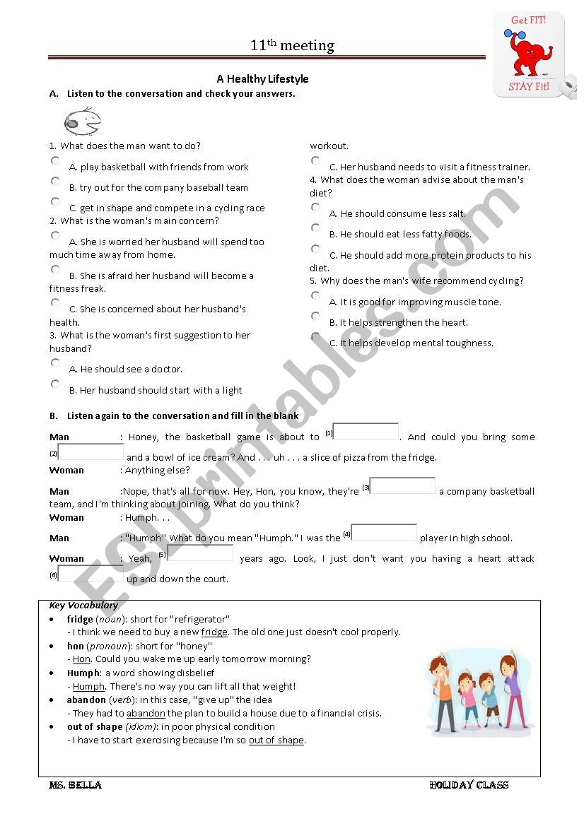 Healthy Lifestyle worksheet