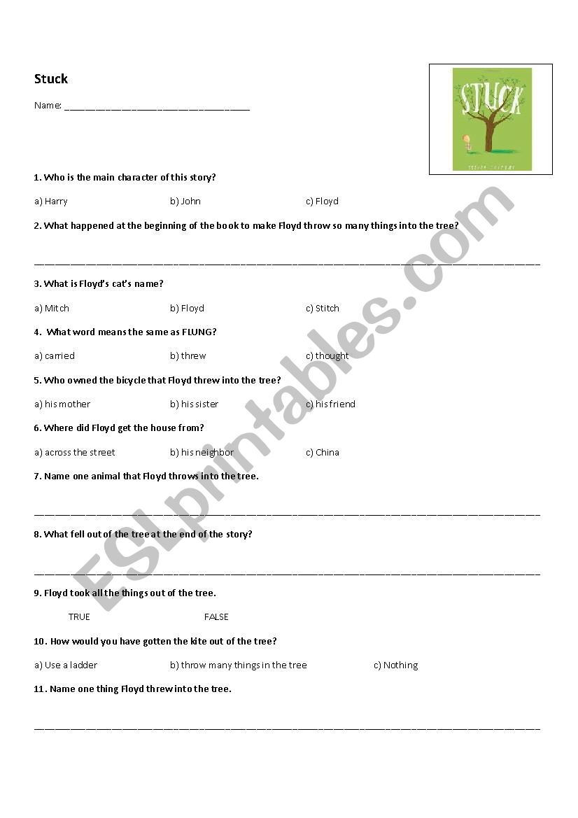 Stuck by Oliver Jeffers worksheet