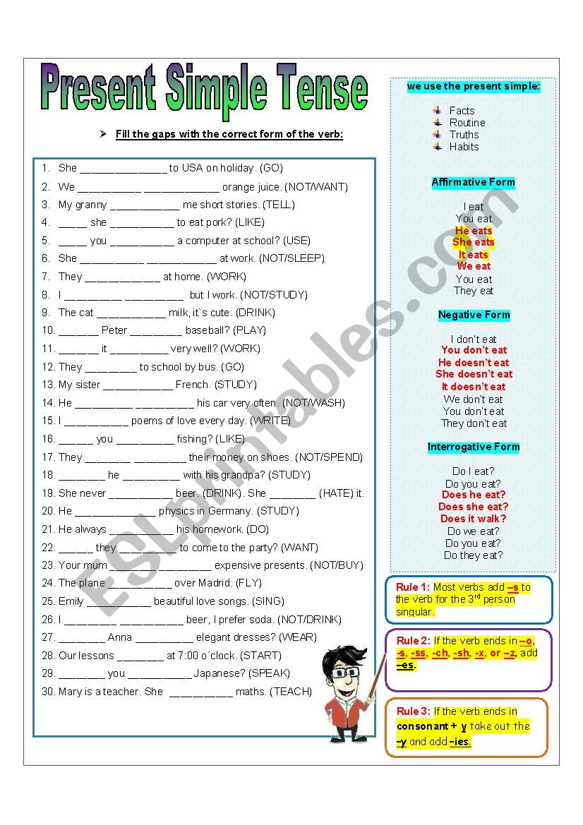 PRESENT SIMPLE TENSE worksheet