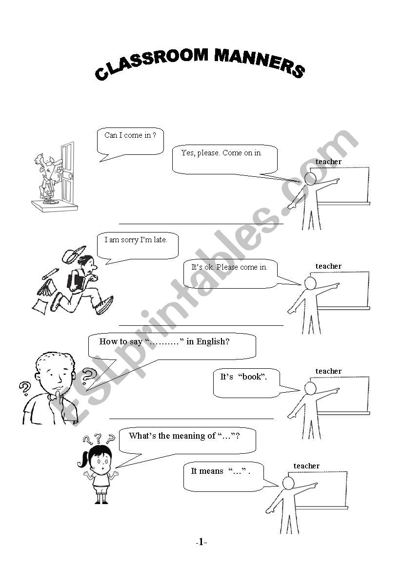 classroom manners worksheet