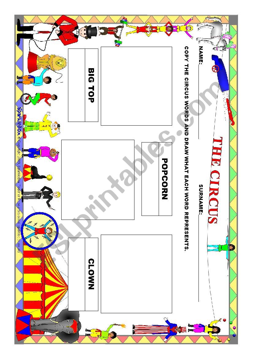 Circus vocabulary worksheet