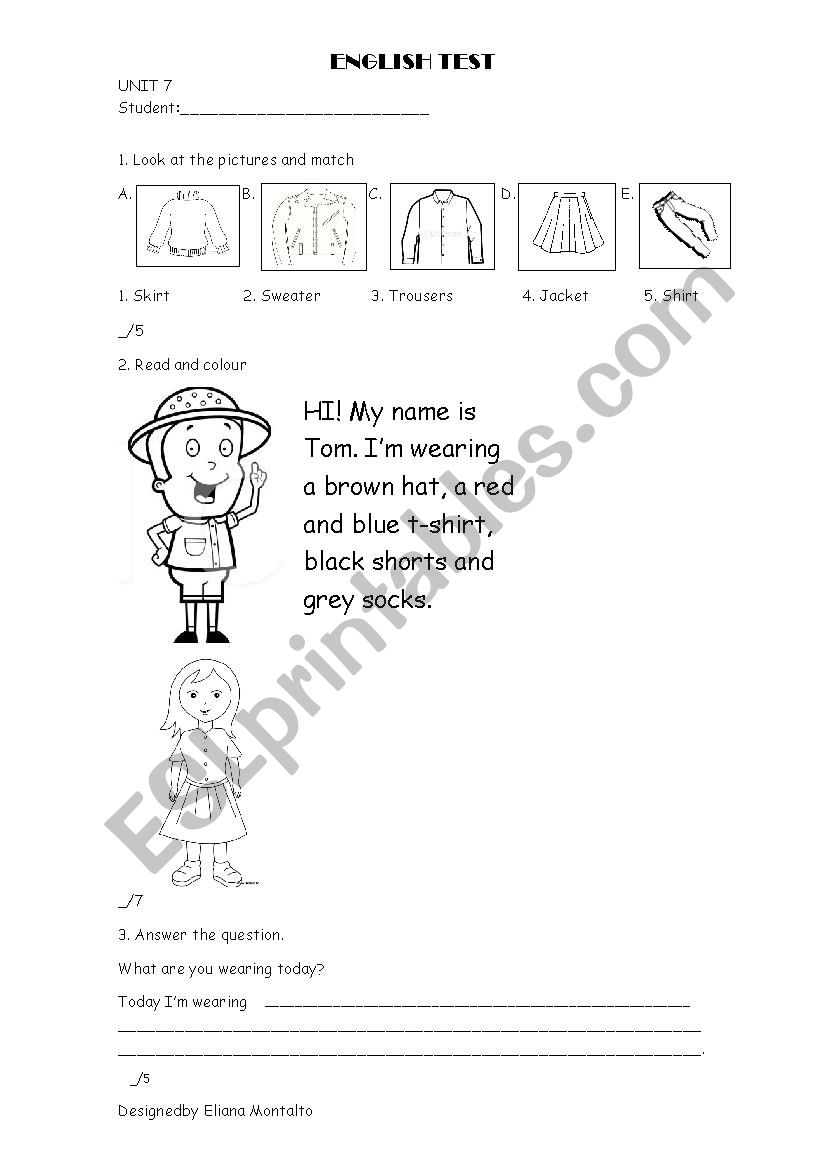 What are you wearing?  worksheet