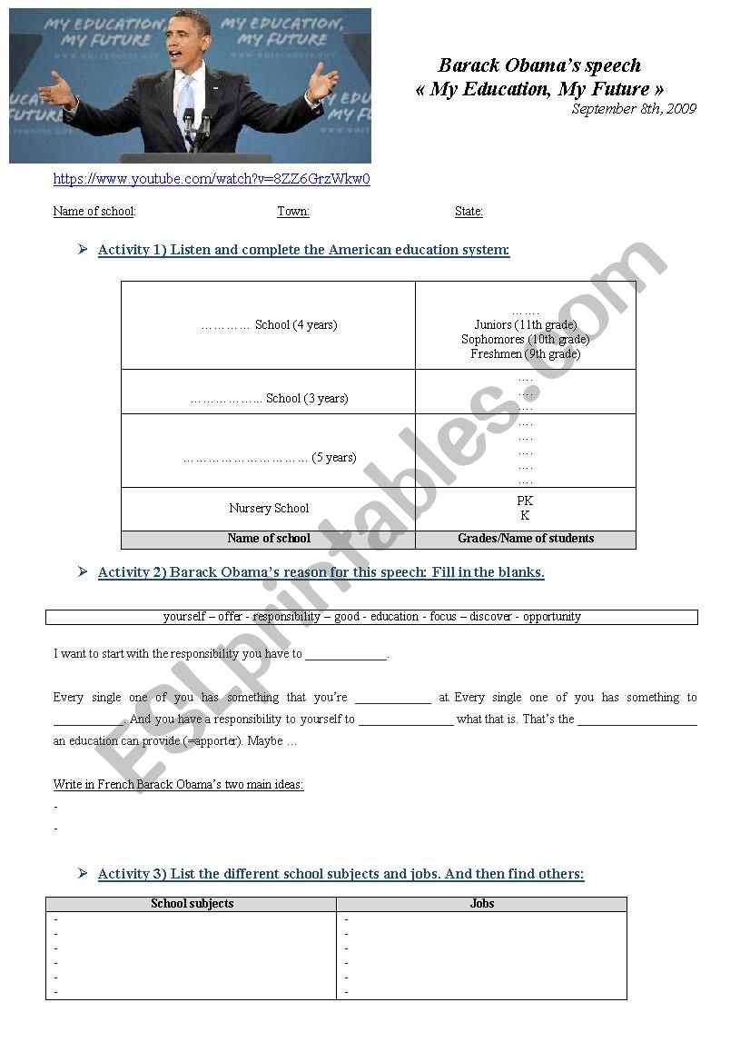 Barack ObamaÂ´s speech on education