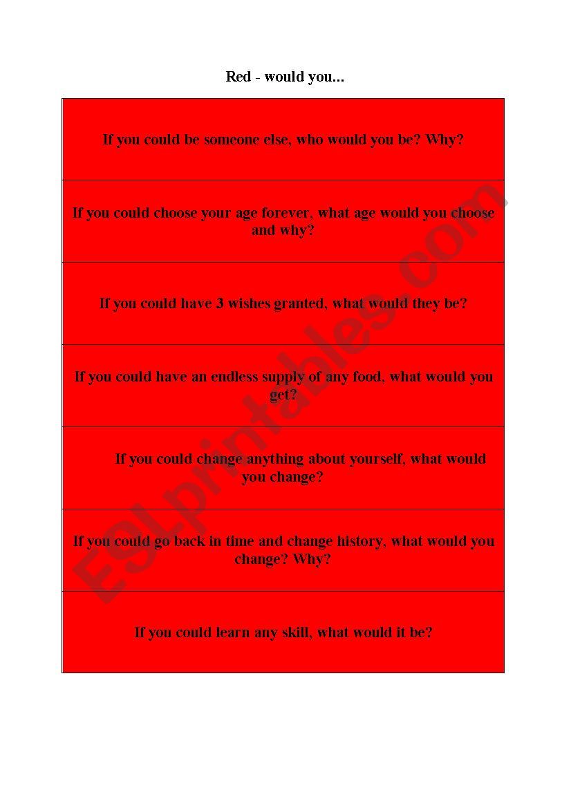 Speaking activity worksheet