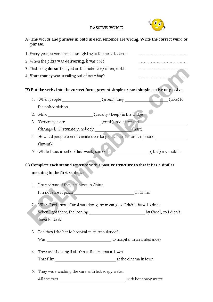 Passive voice worksheet