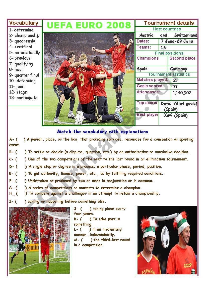 Euro 2008 Part-1 worksheet