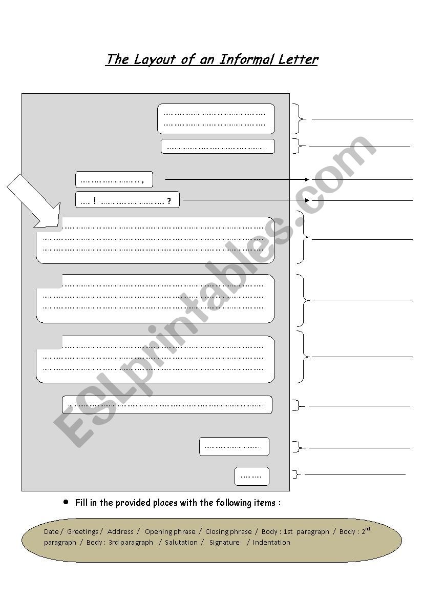 The Layout of an Informal Letter