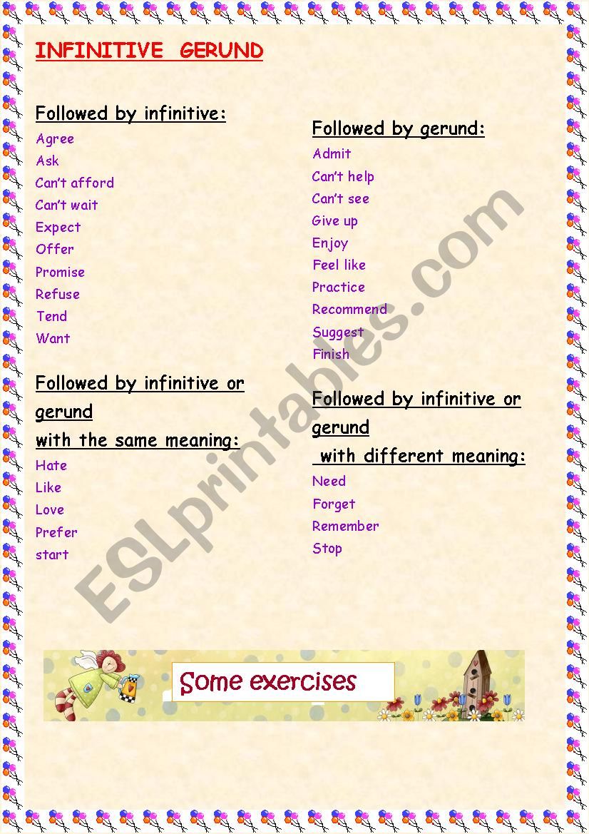 GERUND OR INFINITIVE worksheet