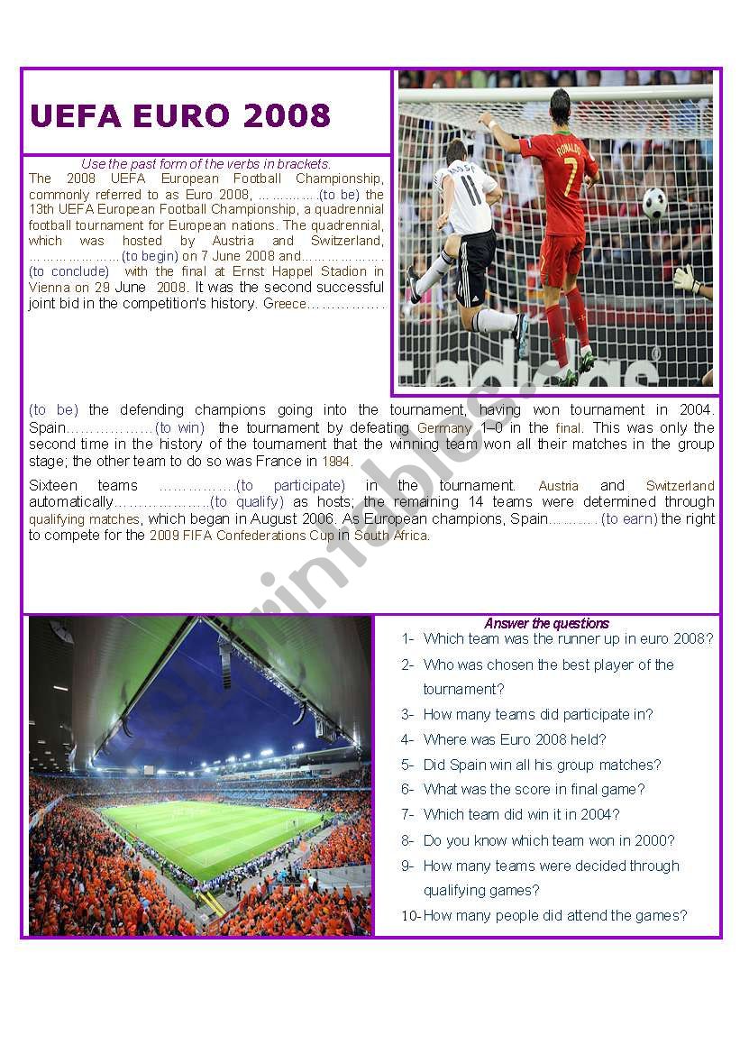 Euro 2008 Part-2 (Past Tense & Passive Voice)