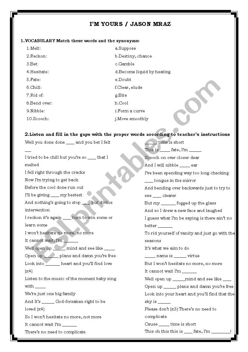 Im yours worksheet