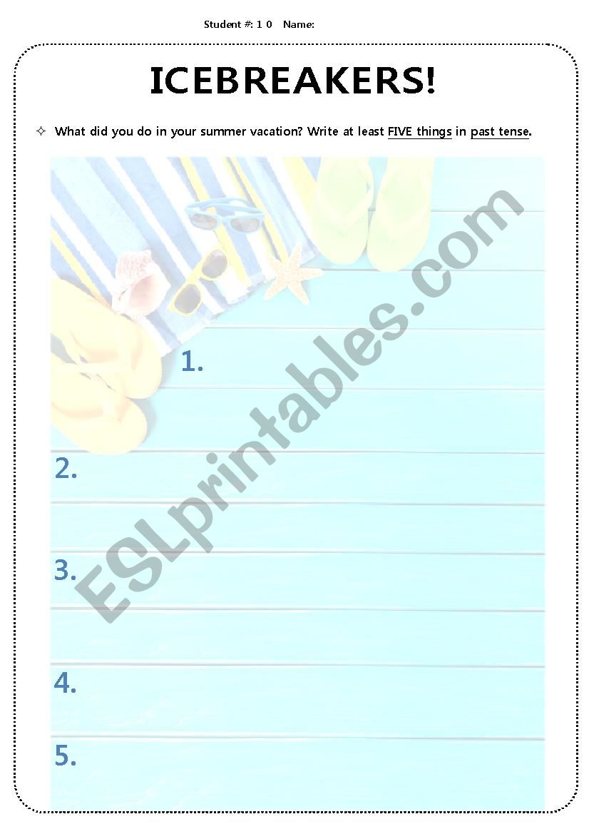 icebreaking worksheet