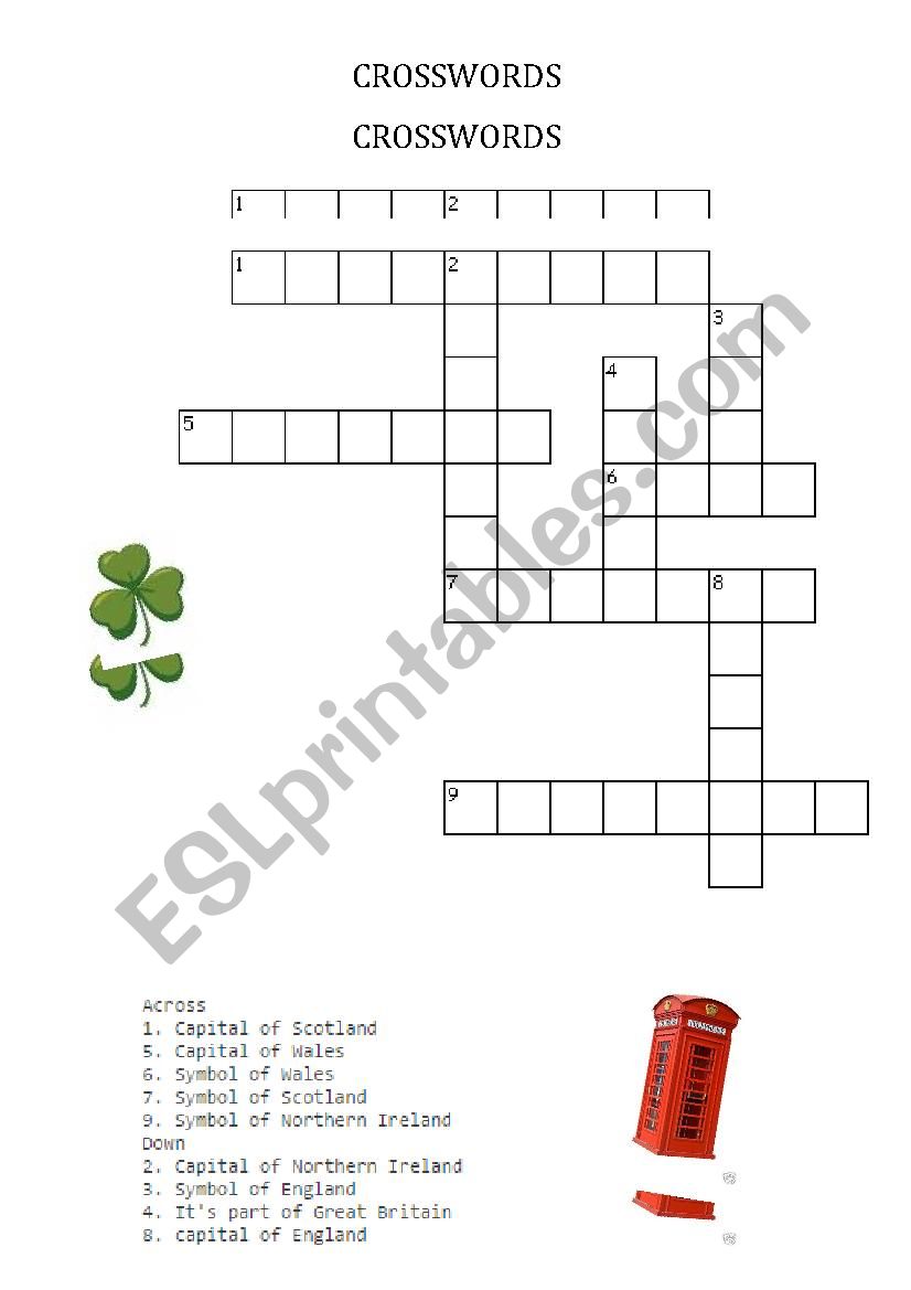 Crosswords emblems and capitals UK