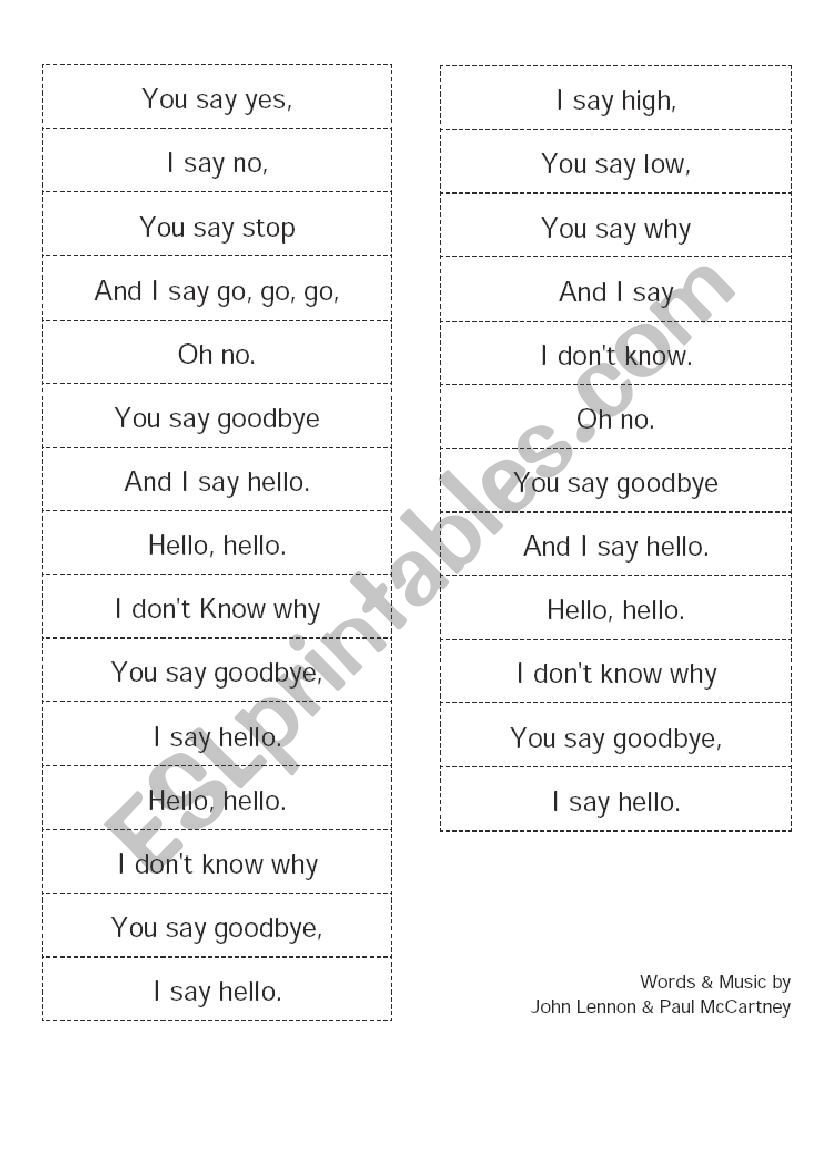 hello, goodbye worksheet