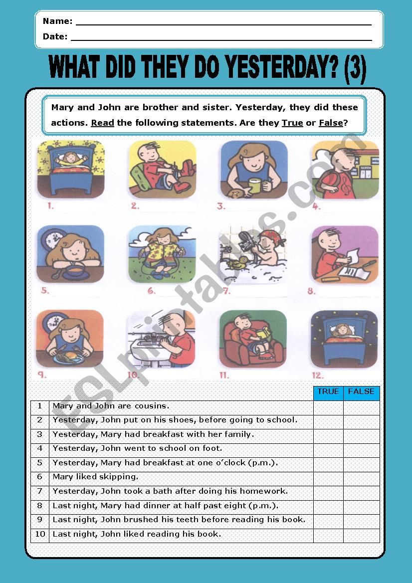 Simple Past: what did they do yesterday_3