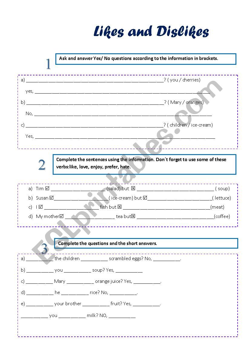 Like + Ing worksheet