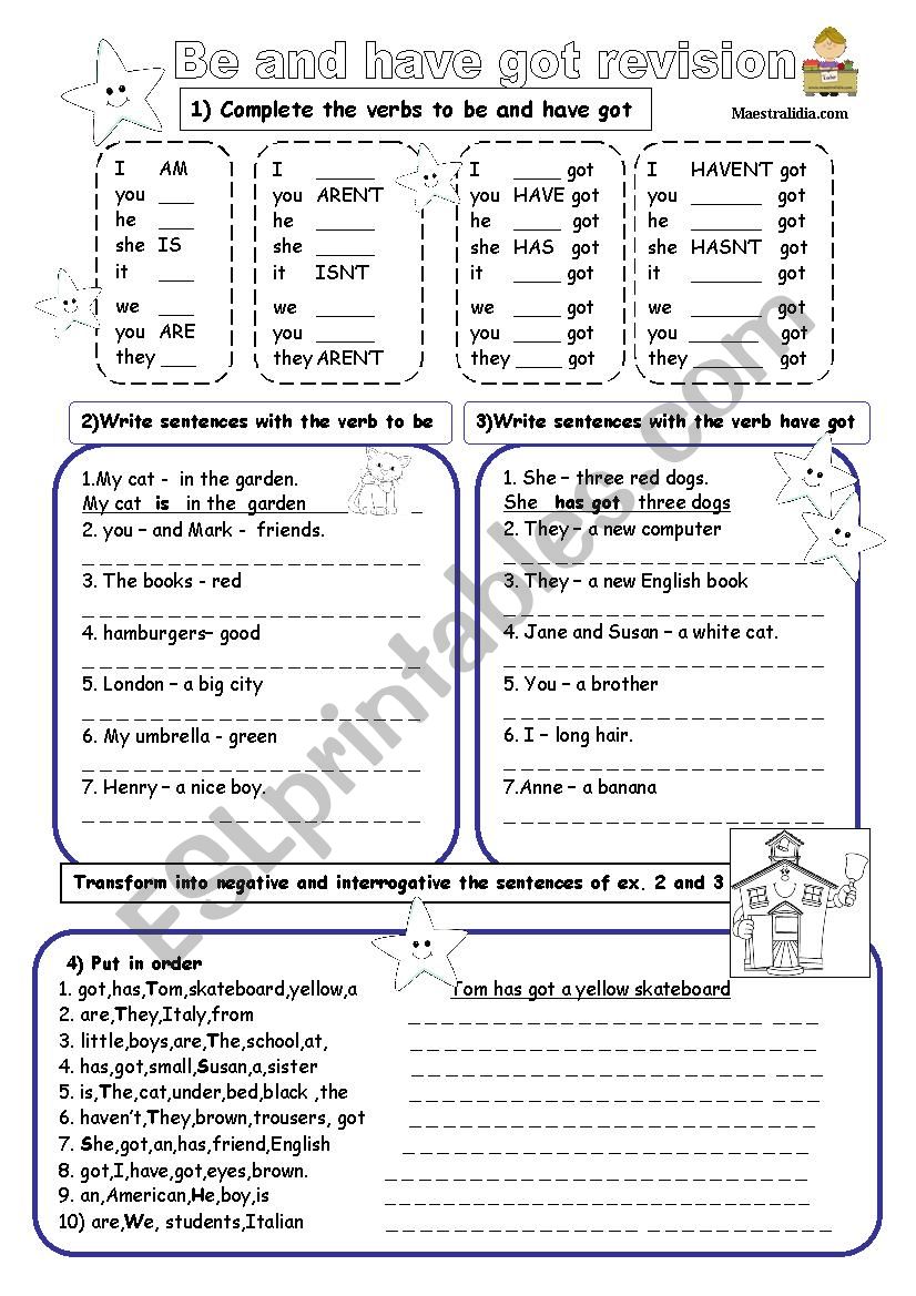 be and have got revision worksheet